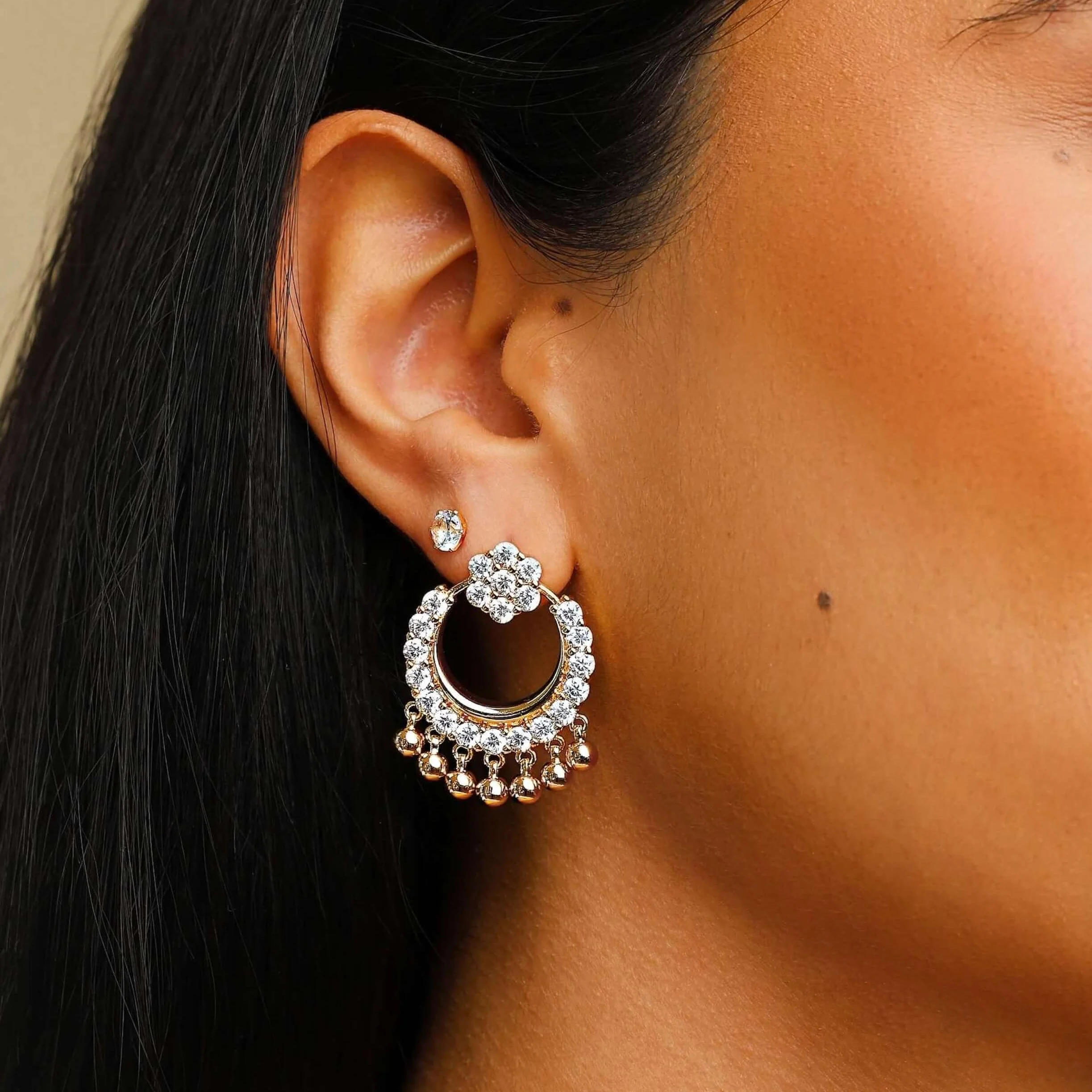 Baby Stone Chandbali Earrings - Image 3