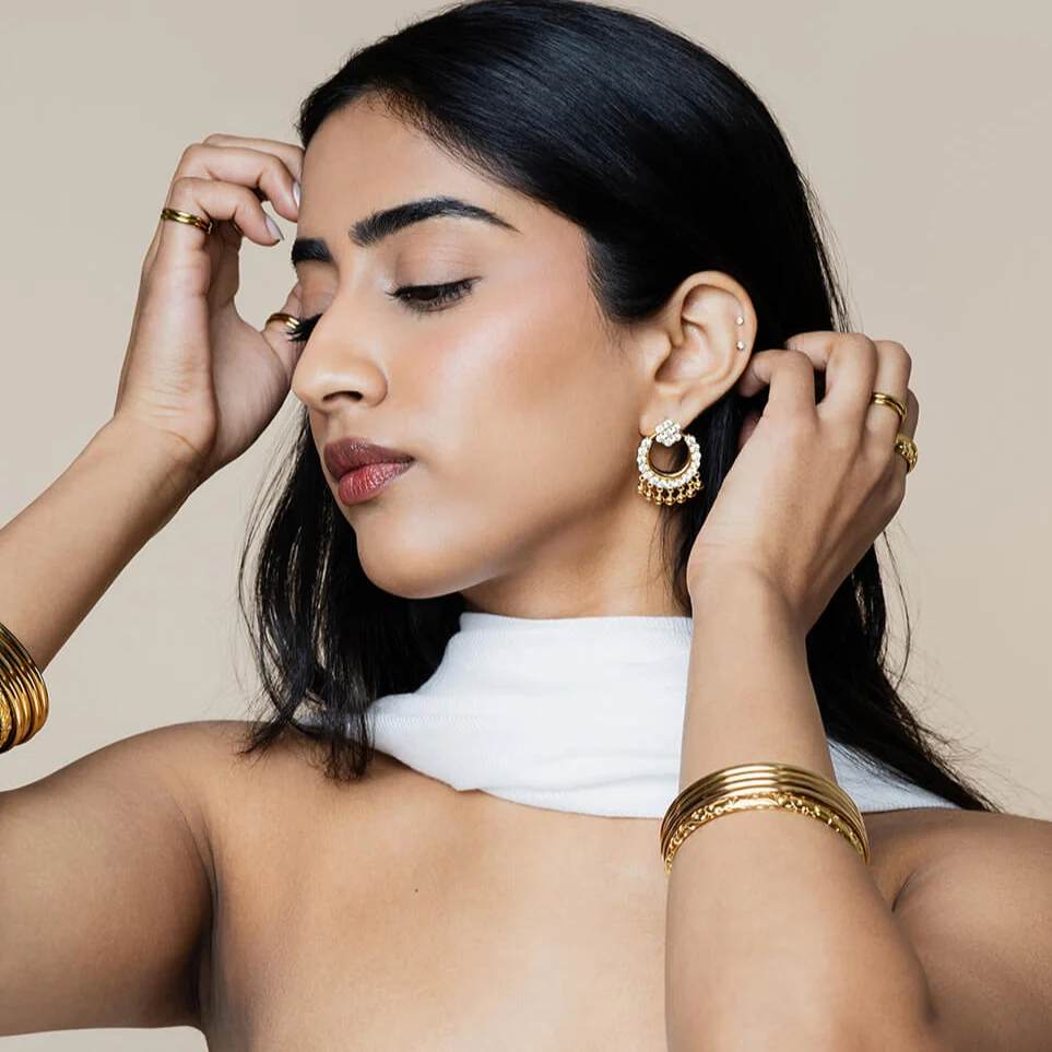 Baby Stone Chandbali Earrings - Image 4
