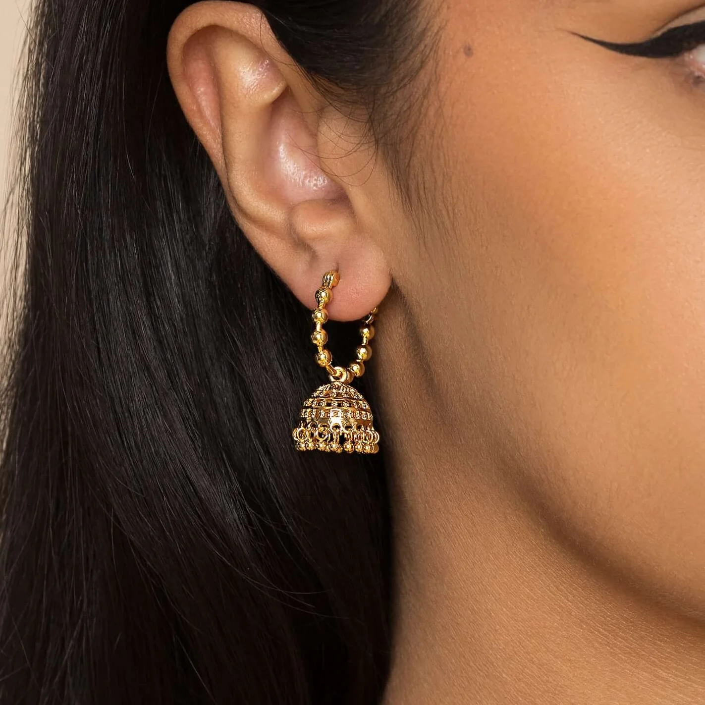Beaded Baby Jhumka Hoops - Image 3