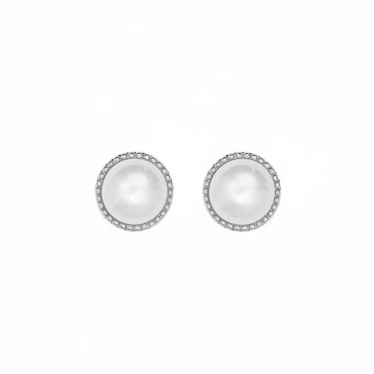 Classic Pearl Stud Earrings - Image 4