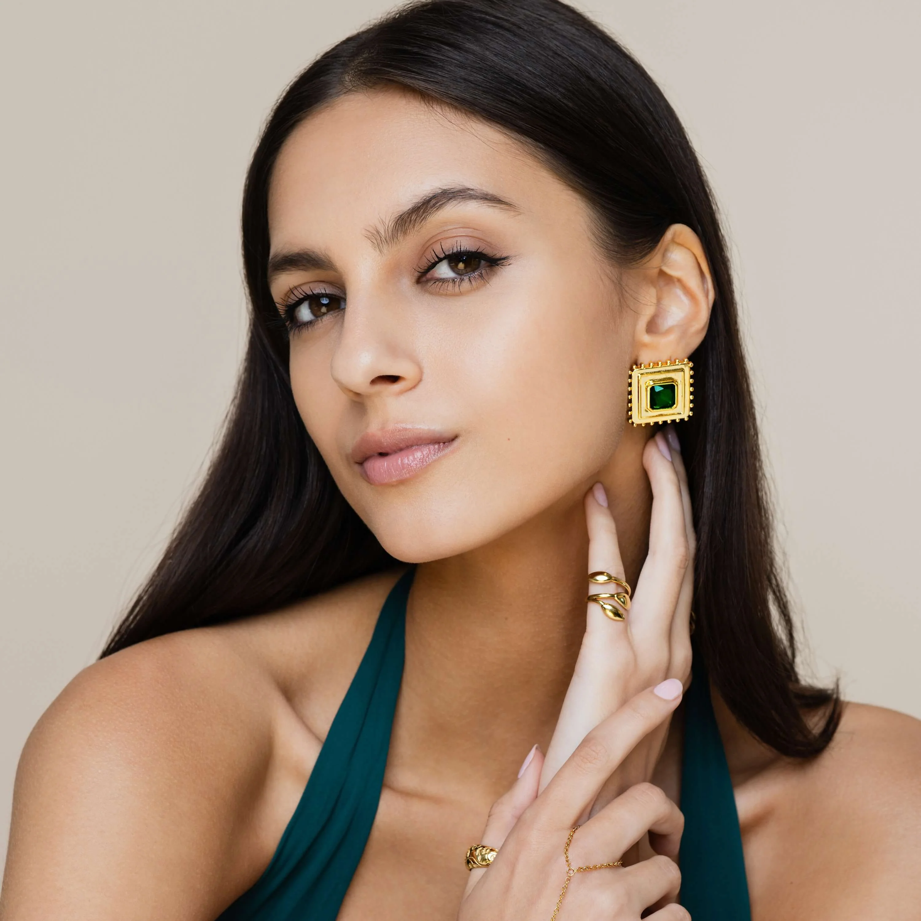 Farrah Earrings - Emerald - Image 4