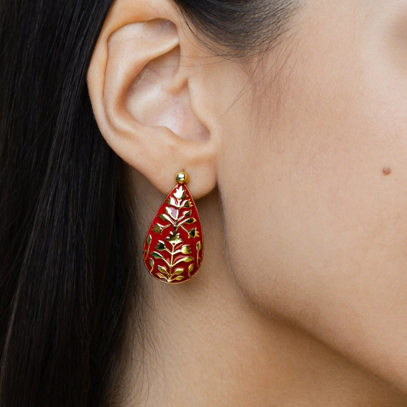Meena Drop Earrings - Poppy - Image 2
