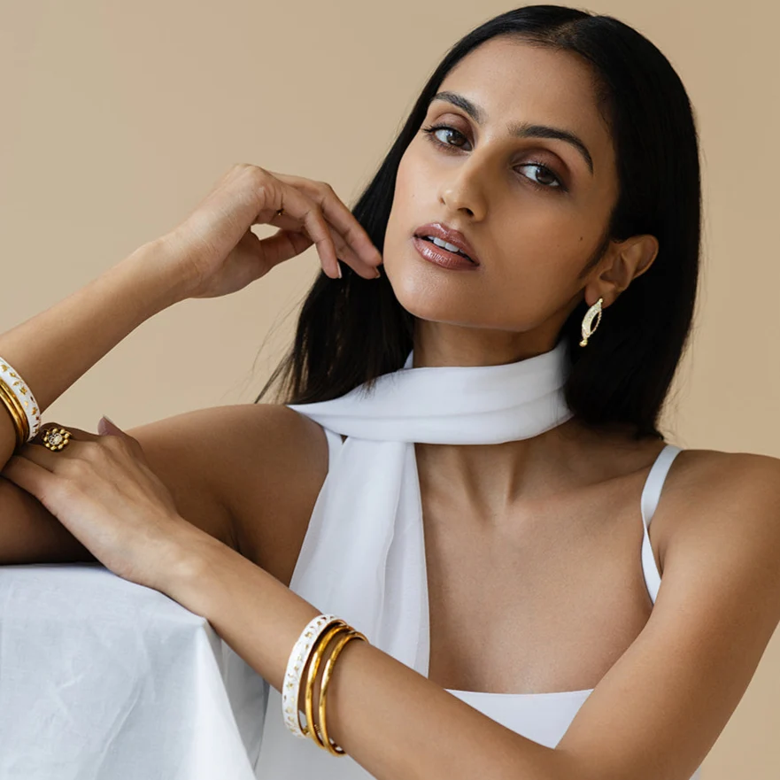 Meena Marquise Earrings - Ivory - Image 3