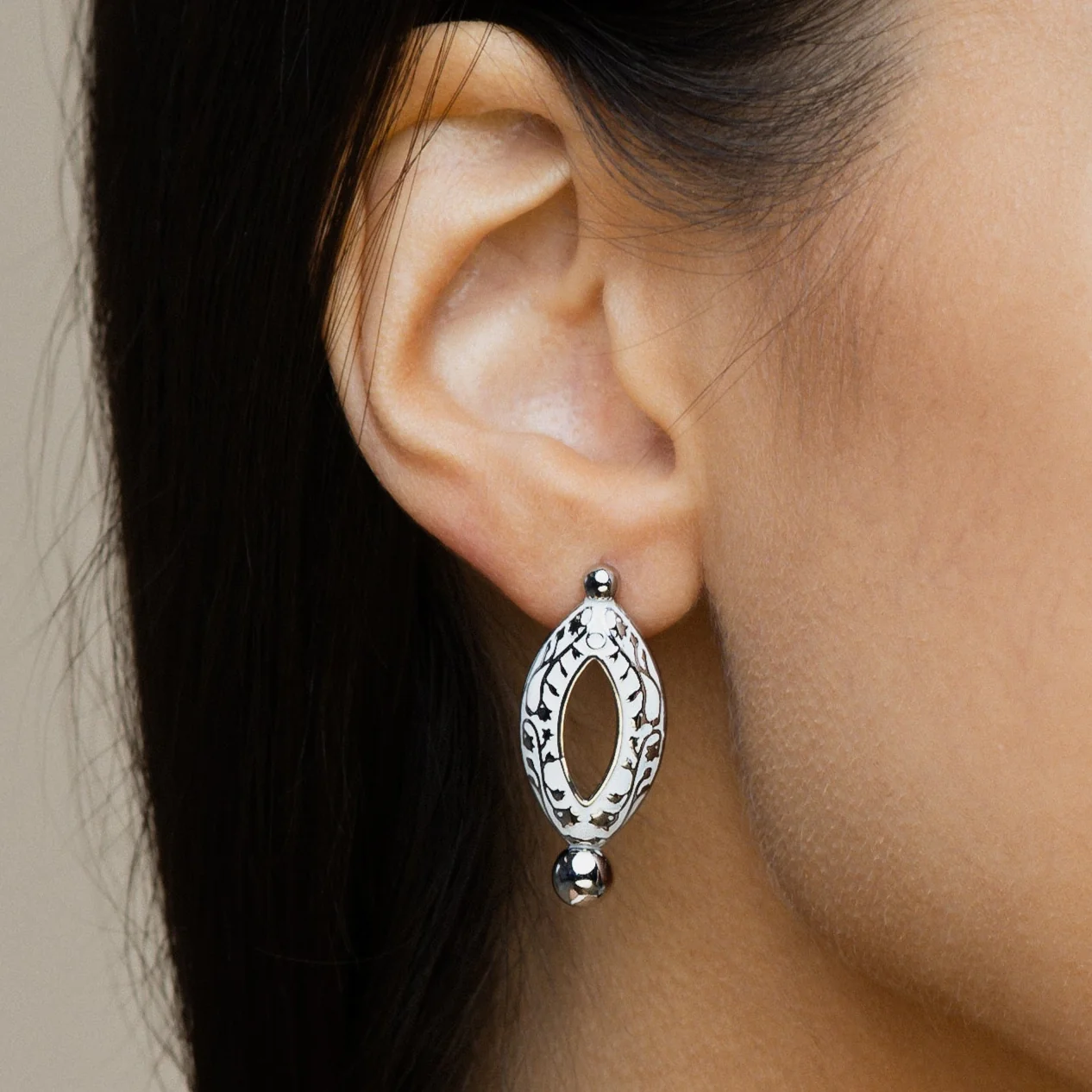 Meena Marquise Earrings - Ivory - Image 7