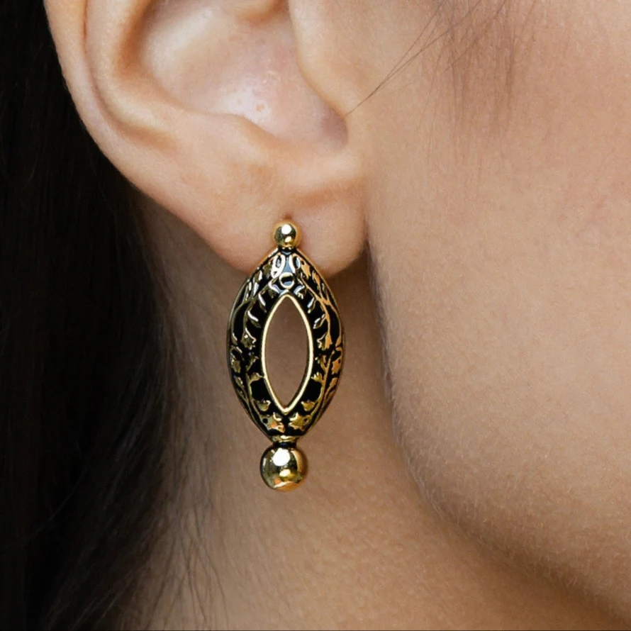 Meena Marquise Earrings- Noir - Image 3