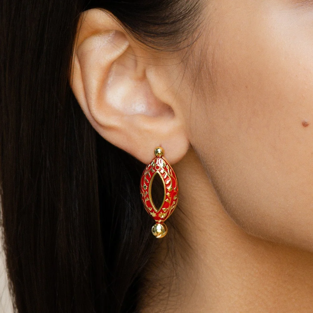 Meena Marquise Earrings - Poppy - Image 3