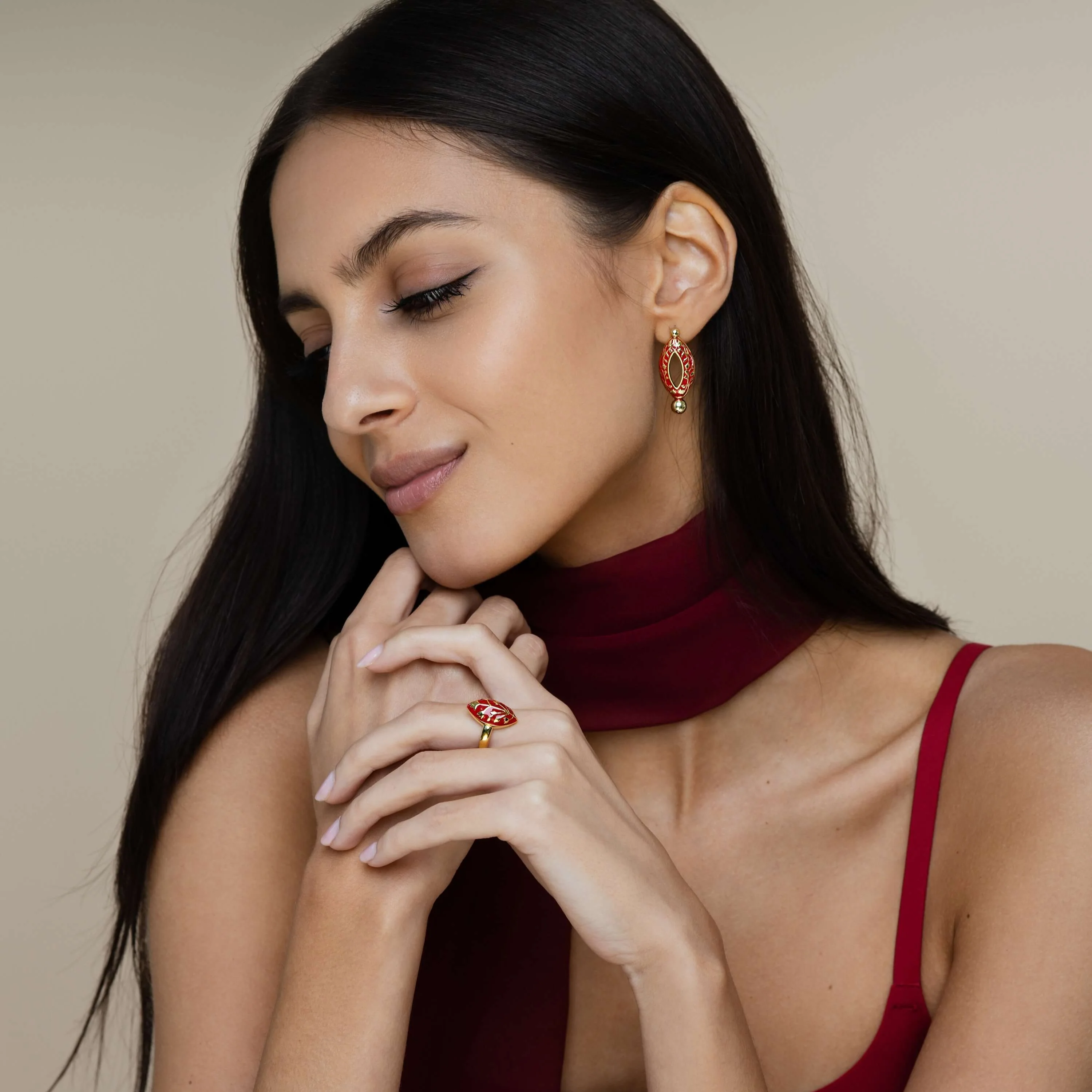 Meena Marquise Earrings - Poppy - Image 4