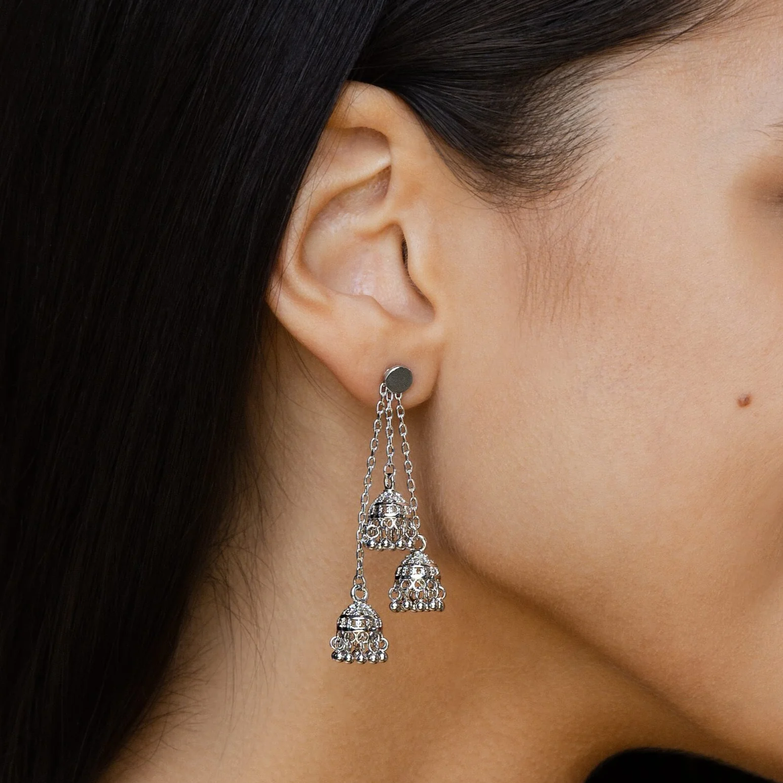 Micro Jhumka Trio Earrings - Image 5