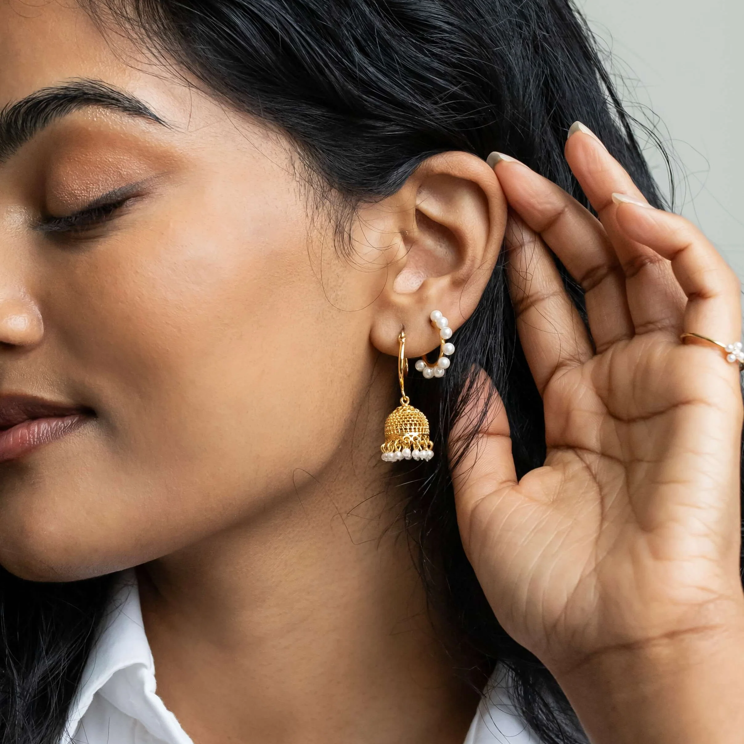 Pearl Jhumka Earrings - Image 4