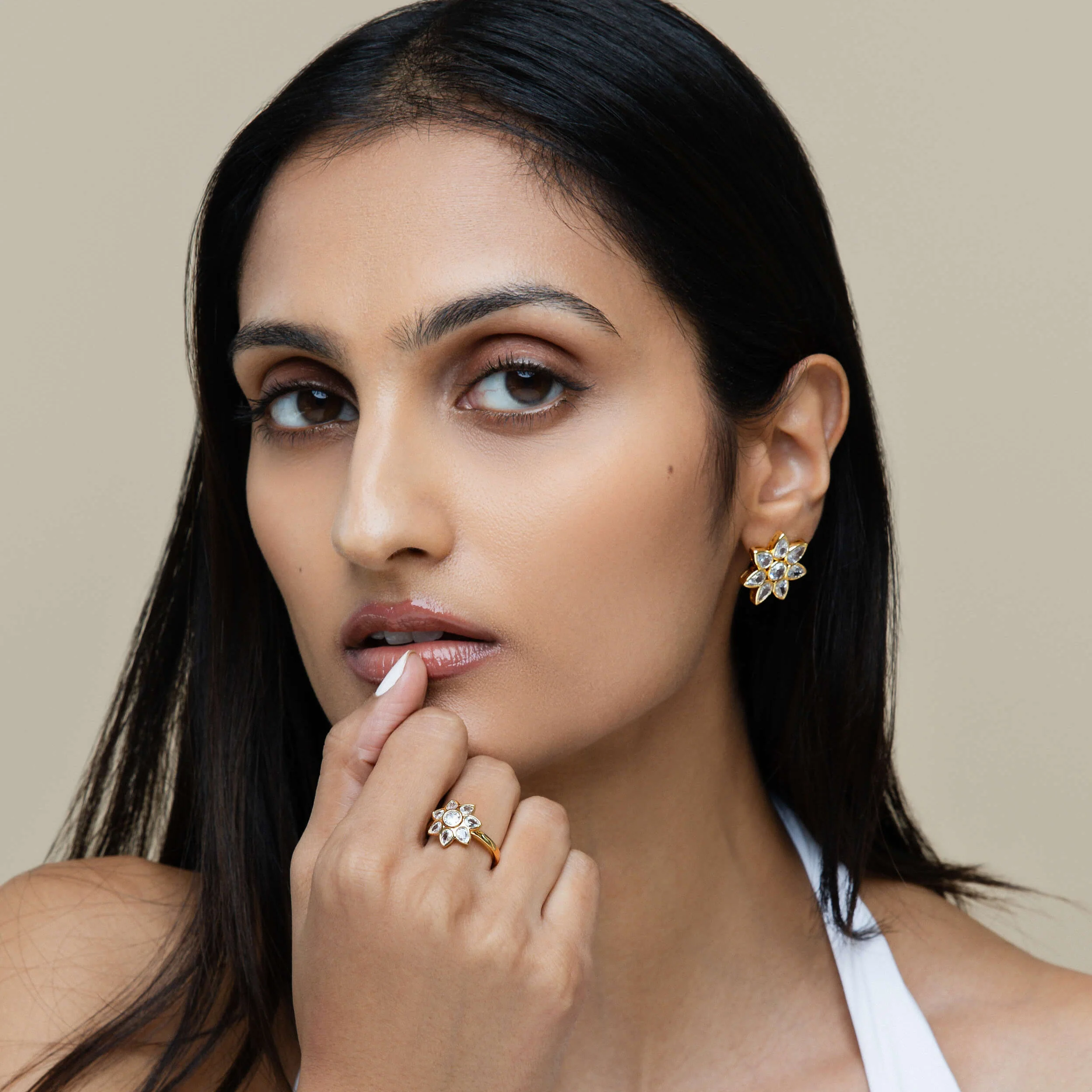 Polki Fleur Earrings - Image 6