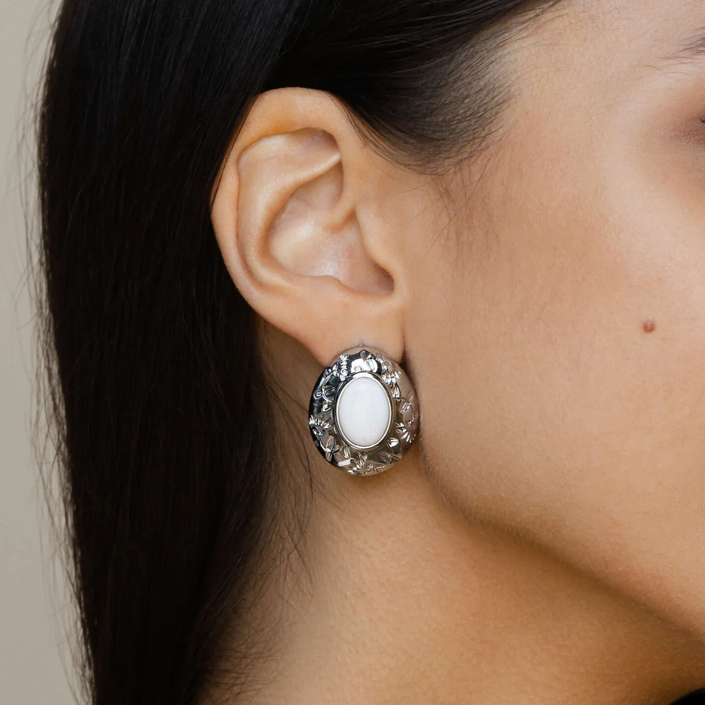 Rani Gem Earring - White Jade - Image 6